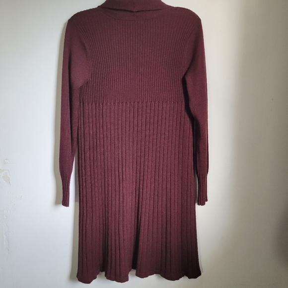 H&M Sz Sm Long Cardigan Sweater Duster Women’s Burgandy Open Front Ribbed Knit - Picture 7 of 11
